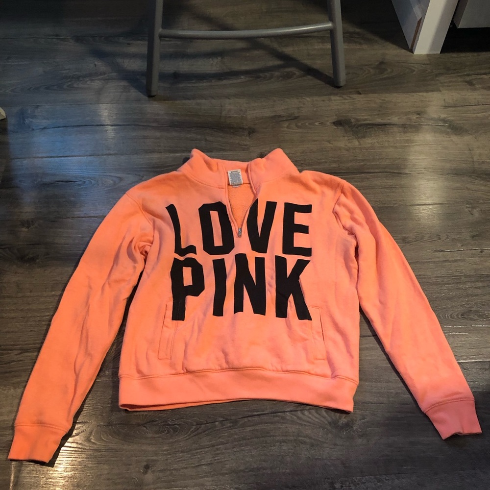 VS Pink orange 3/4 zip sweatshirt